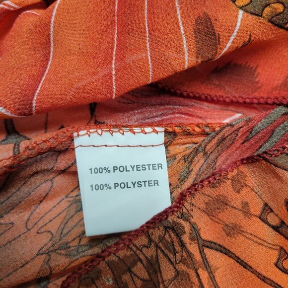 Red and Orange Top Short Sleeve Blouse Accordion Lightweight Size XL/TG - NEW - Picture 6 of 6